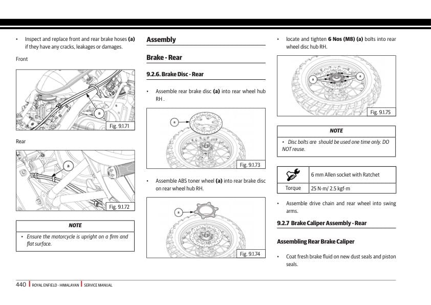 Royal Enfield Himalayan 450 Motorcycle Service Manual sample page showing schematics and diagrams