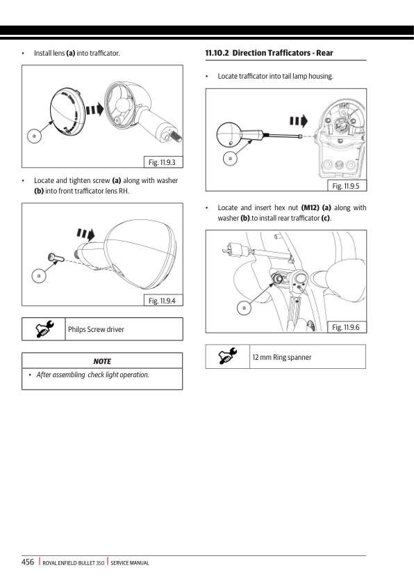 Royal Enfield Bullet 350 Motorcycle Service Manual sample page from the repair manual