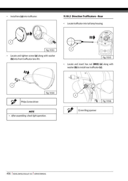 Royal Enfield Bullet 350 Motorcycle Service Manual sample page from the repair manual