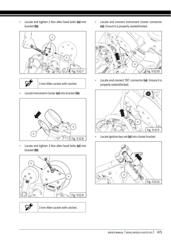 Royal Enfield Hunter 350 Motorcycle Service Manual sample page with technical illustrations