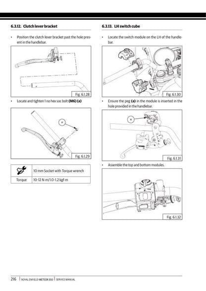 Royal Enfield Meteor 350 Motorcycle Service Manual sample page showing repair procedures