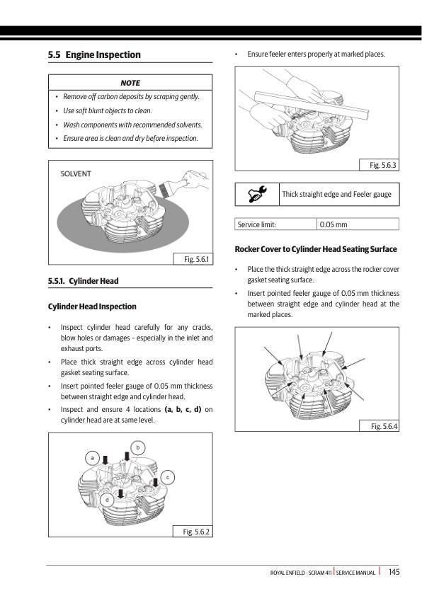 Royal Enfield Scram 411 Motorcycle Service Manual sample page with technical illustrations