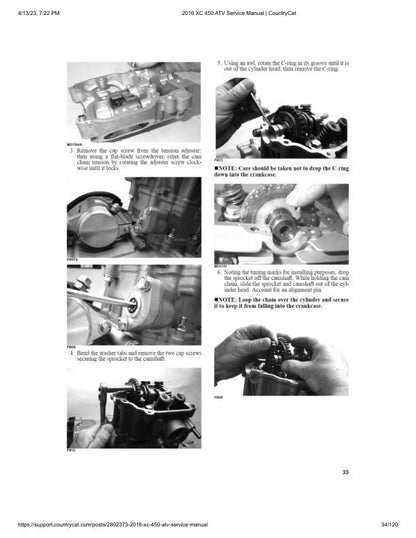 Arctic Cat XC 450 ATV Service Manual sample page with diagrams and specifications