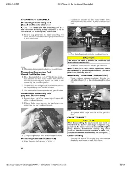 Arctic Cat Alterra 450 ATV Service Manual table of contents