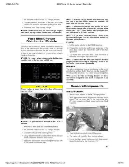 Arctic Cat Alterra 400 ATV Service Manual sample page from the repair manual