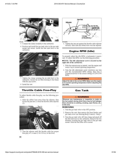 Arctic Cat Arctic Cat 300 Utility ATV Service Manual sample page with service data and tables