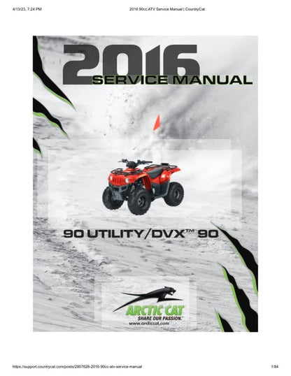 Arctic Cat 90 Utility DVX 90 ATV Service Manual factory service manual title page