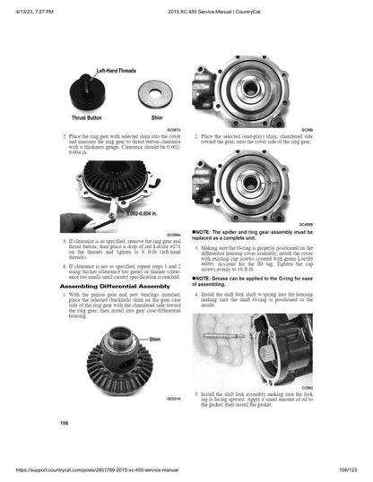 Arctic Cat XC 450 ATV Service Manual sample page from the repair manual