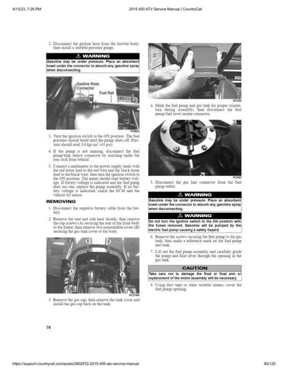 Arctic Cat 450 ATV Service Manual sample page from the repair manual