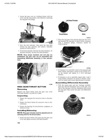 Arctic Cat 450 ATV Service Manual sample page