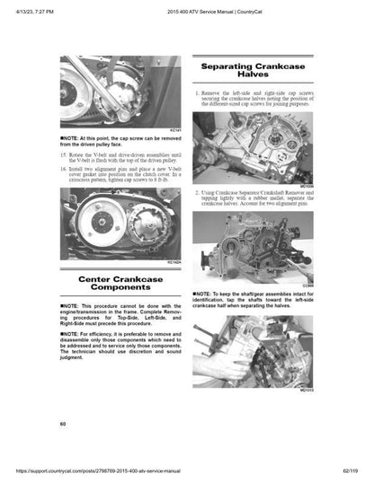 Arctic Cat 400 ATV Service Manual sample page with technical illustrations