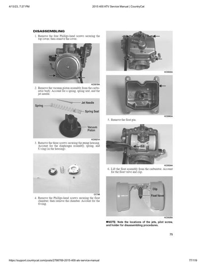 Arctic Cat 400 ATV Service Manual sample page from the repair manual
