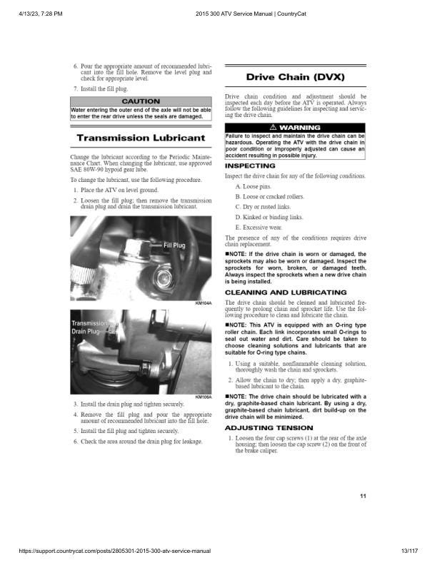 Arctic Cat 300 Utility DVX 300 ATV Service Manual table of contents