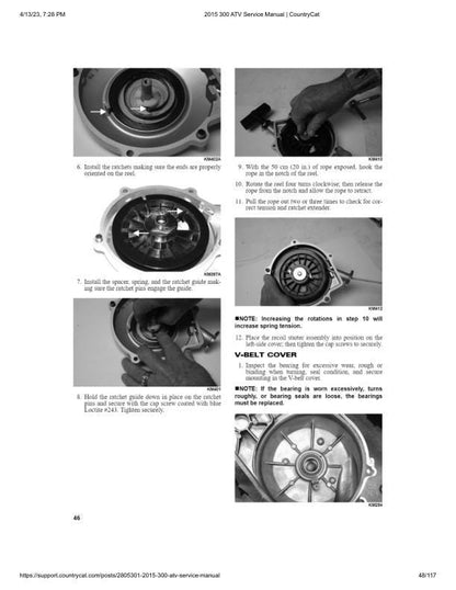 Arctic Cat 300 Utility DVX 300 ATV Service Manual sample page showing repair procedures