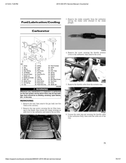 Arctic Cat 300 Utility DVX 300 ATV Service Manual sample page with technical illustrations
