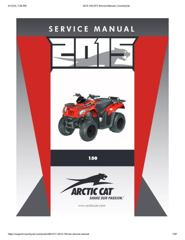 Arctic Cat 150 ATV Service Manual factory service manual title page