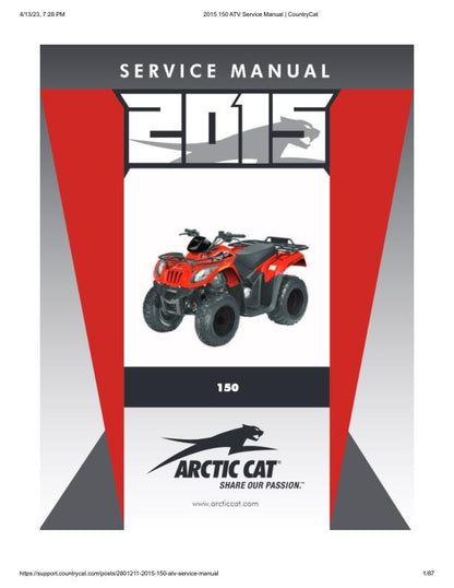 Arctic Cat 150 ATV Service Manual factory service manual title page