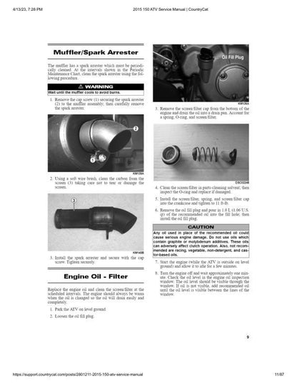 Arctic Cat 150 ATV Service Manual table of contents