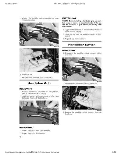 Arctic Cat DVX 90 90 Utility ATV Service Manual sample page with diagrams and specifications