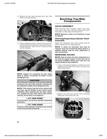 Arctic Cat DVX 90 90 Utility ATV Service Manual sample page showing repair procedures