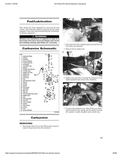 Arctic Cat DVX 90 90 Utility ATV Service Manual sample page with service data and tables