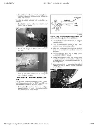 Arctic Cat 1000 XT ATV Service Manual table of contents