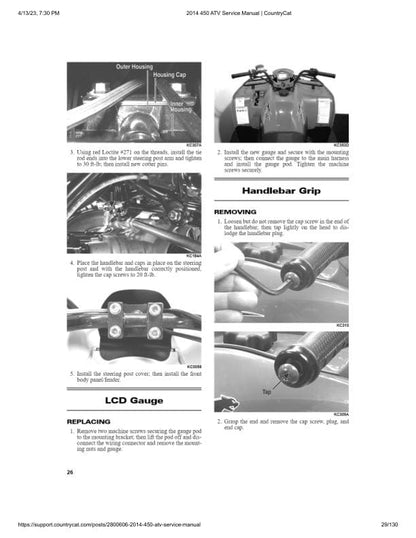 Arctic Cat 450 ATV Service Manual sample page with diagrams and specifications