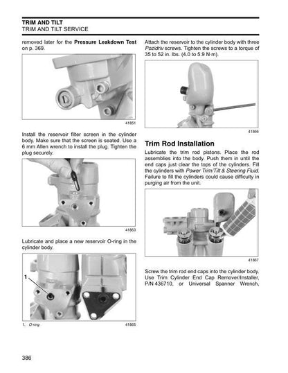 Evinrude ETEC 200 225 250 300 Service Manual sample page with service data and tables
