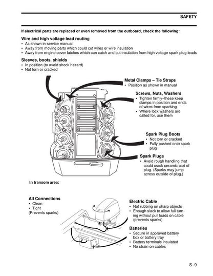 Johnson 9.9 15 HP Outboard Service Manual sample page with service data and tables