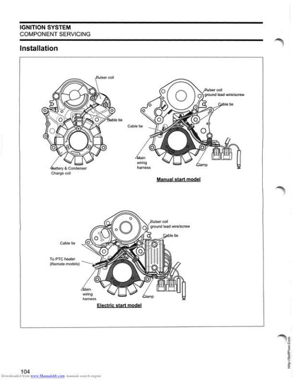 Johnson 9.9 15 HP Outboard Service Manual sample page with diagrams and specifications