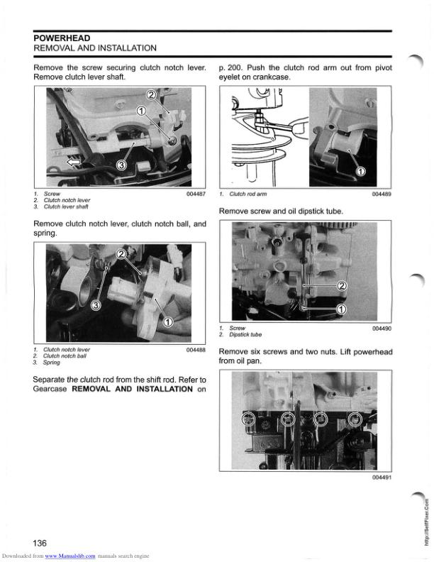 Johnson 9.9 15 HP Outboard Service Manual sample page showing repair procedures