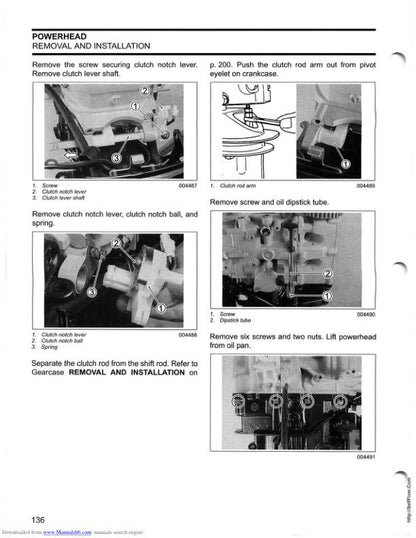 Johnson 9.9 15 HP Outboard Service Manual sample page showing repair procedures