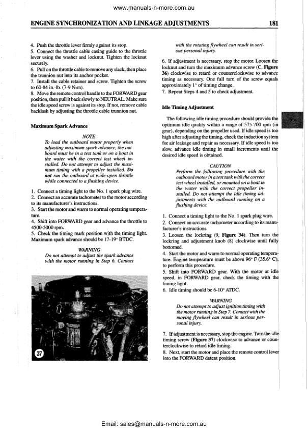 Evinrude 65 - 300 Outboard Service Manual table of contents