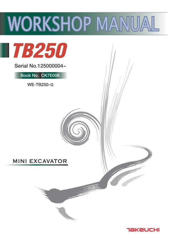 Takeuchi TB250 Mini Excavator Service Manual factory service manual title page