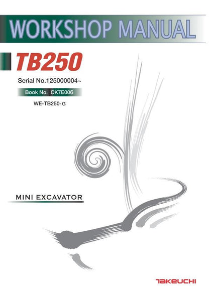Takeuchi TB250 Mini Excavator Service Manual factory service manual title page