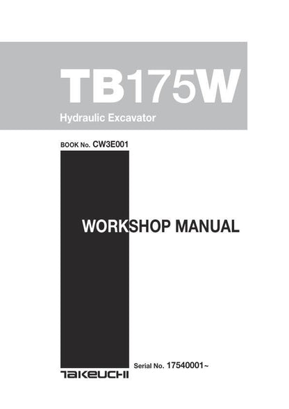 Takeuchi TB175W Wheeled Excavator Service Manual factory service manual title page