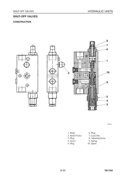 Takeuchi TB175W Wheeled Excavator Service Manual sample page showing repair procedures