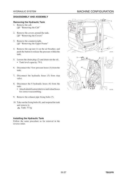 Takeuchi TB53FR Compact Excavator Service Manual sample page from service manual