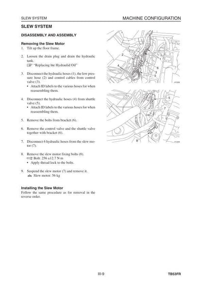 Takeuchi TB53FR Compact Excavator Service Manual table of contents