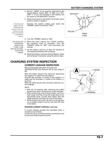 Honda Aquatrax F-12X ARX1200 T3 N3 T3D Service Manual sample page with service data and tables