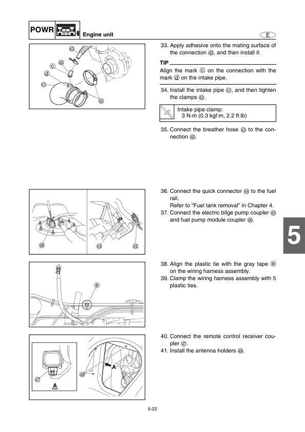 Yamaha WaveRunner FZR FZS GX1800 Service Manual sample page with diagrams and specifications
