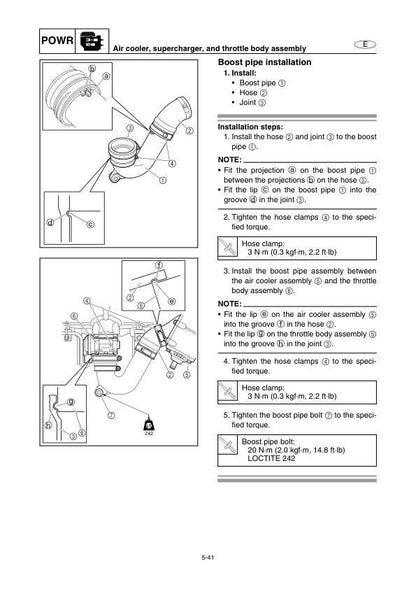 Yamaha WaveRunner FX & FX Cruiser SHO Service Manual sample page showing repair procedures