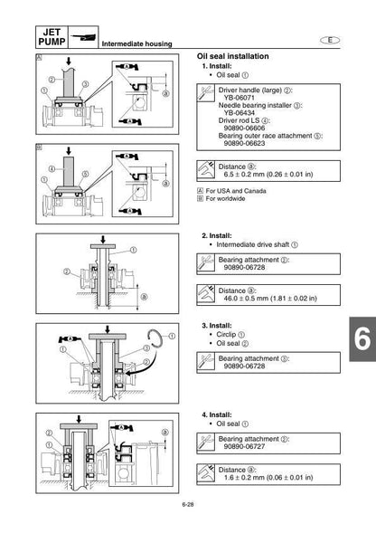 Yamaha WaveRunner FX & FX Cruiser SHO Service Manual sample page with technical illustrations