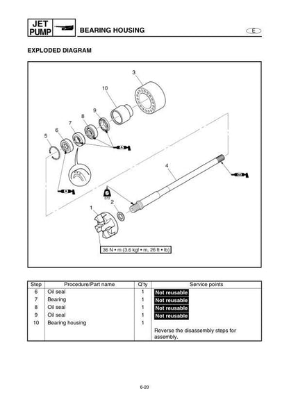 Yamaha WaveRunner VX110 Sport Deluxe Service Manual sample page with diagrams and specifications