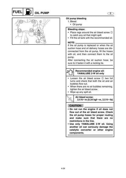 Yamaha WaveRunner GP1300R Service Manual sample page with diagrams and specifications
