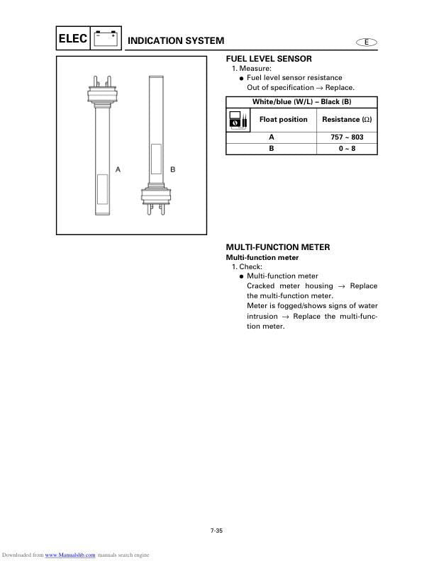 Yamaha WaveRunner XL1200 LTD Service Manual sample page from the repair manual