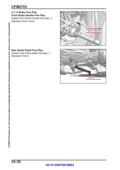 CFMOTO 450SS Service Manual sample page showing repair procedures
