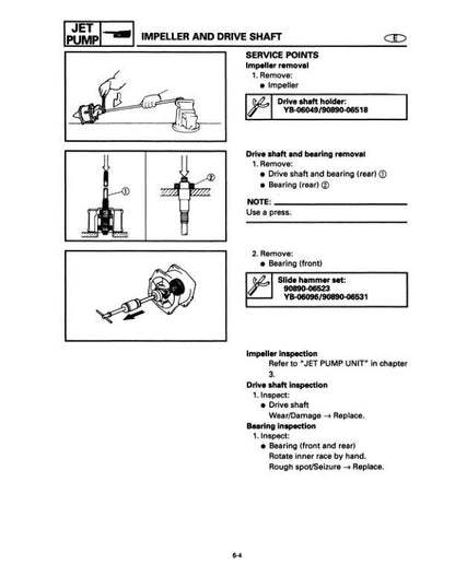 Yamaha WaveRunner SJ700AU Service Manual sample page with technical illustrations