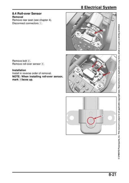 CFMOTO 450NK Service Manual sample page with technical illustrations