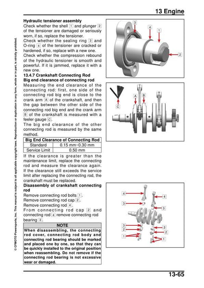 CFMOTO 450NK Service Manual sample page showing repair procedures